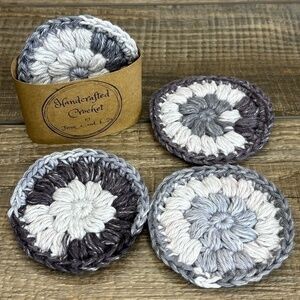 Handcrafted Crochet Face Round Makeup Remover Scrubbies Set Cotton Yarn
